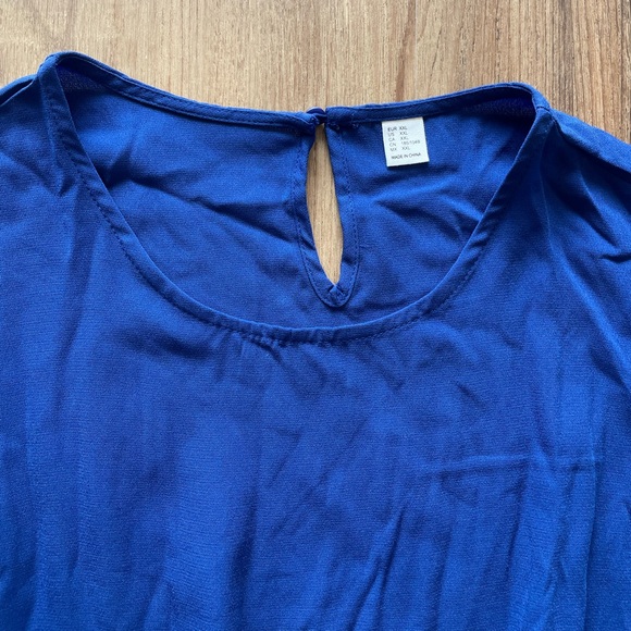 Navy Blue Color Pleated & Solid Round Neck Stylish/Party Dress. - Picture 4 of 6